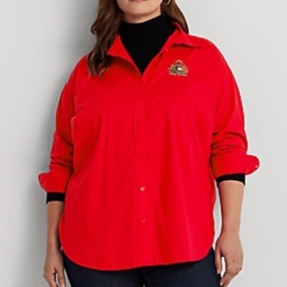 NWT RALPH LAUREN Beaded-Crest Stretch-Cotton Blend Shirt New with tag Size U… - Picture 4 of 7